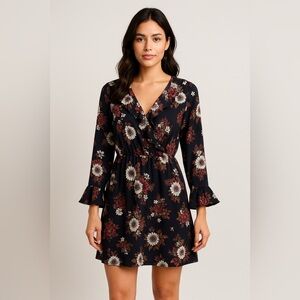 Black Tape Floral Dress -Size S